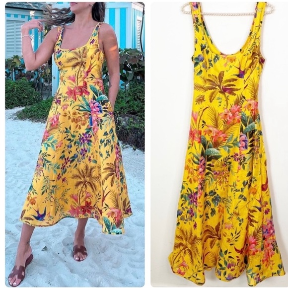 Zimmermann Tropicana Cut Out Midi Dress in Mango Floral - Picture 12 of 14